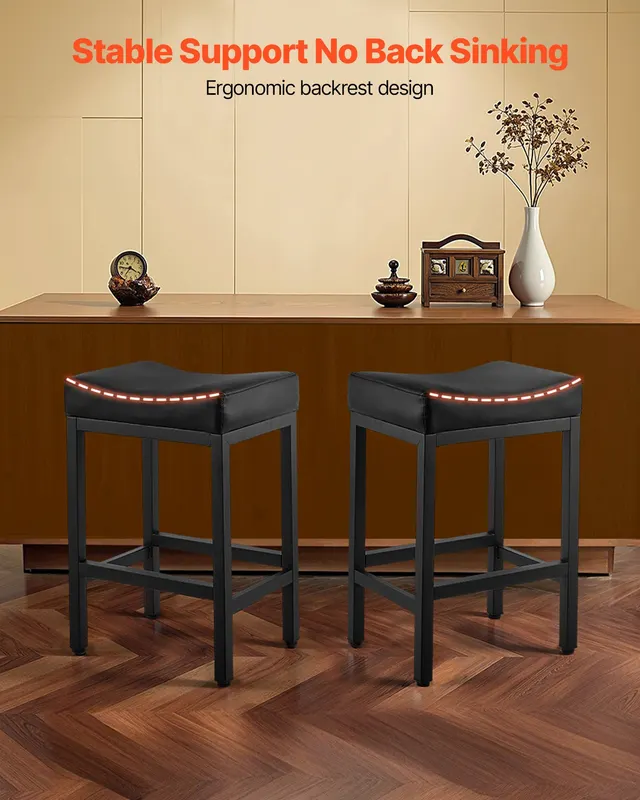 Bar Stool Set of 2 — PU Leather Counter Height Stools — photo 5