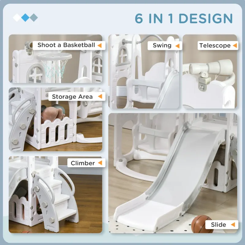 6-in-1 Slide and Swing Set Baby Swing Playset Indoor β photo 5