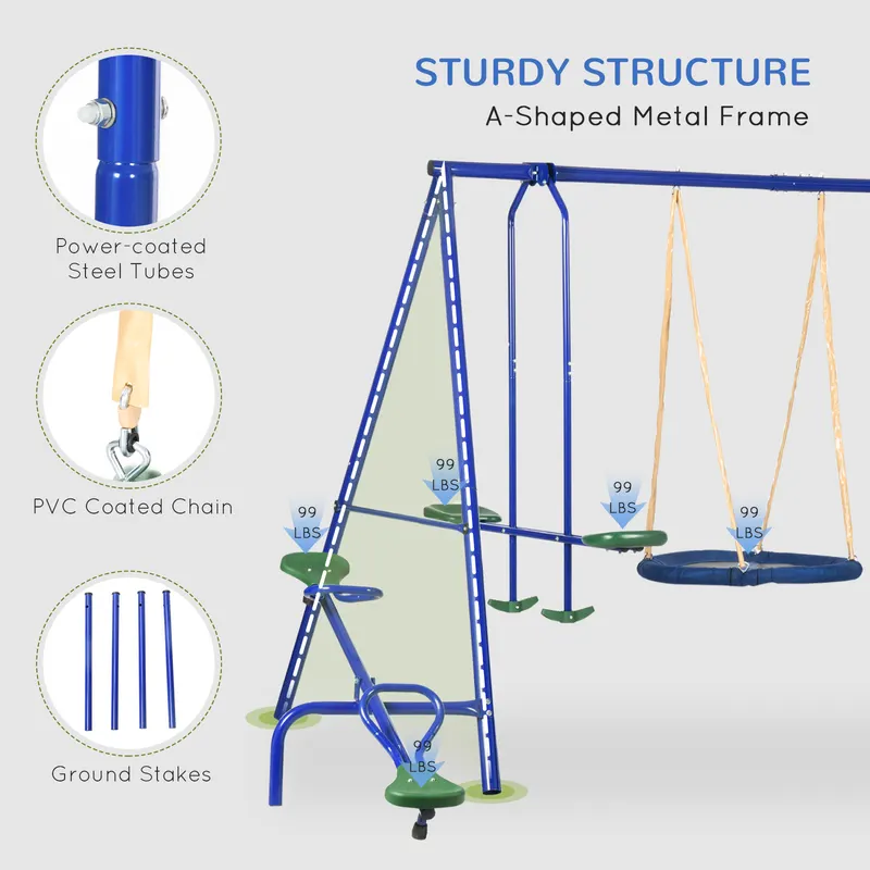 Swing Set for Backyard — 5 in 1 Outdoor Playset for Kids — photo 8