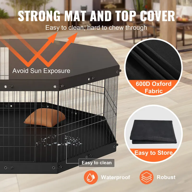 Dog Playpen — 8 Panels Foldable Metal Dog Exercise Pen with Top — photo 3