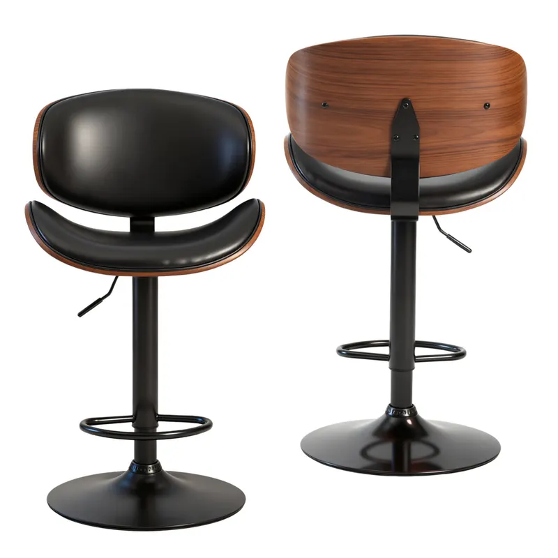 A Set of 2 Rotating Bar Stools with Adjustable Height