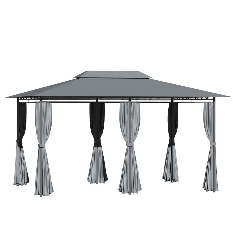 Outdoor Soft Top Gazebo Pergola with Curtains