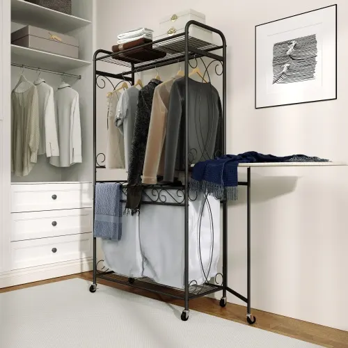 Multi-functional Laundry Hamper Organizer with Hanging Rail — photo 2