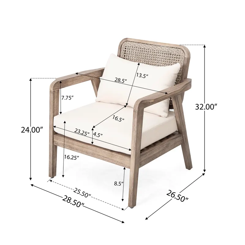 SET OF 2 Outdoor Acacia Wood Patio Club Chair — photo 4