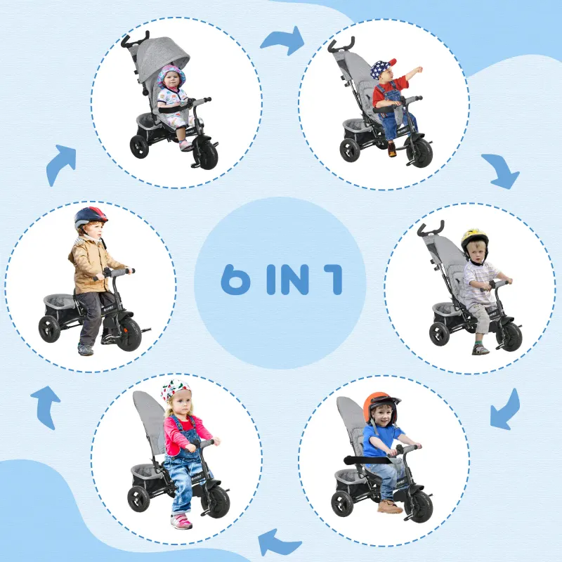 6 in 1 Tricycle for Toddler 1-5 Years with Parent-push Handle β photo 4