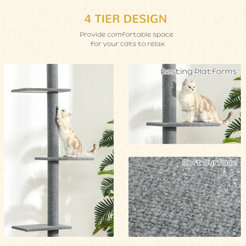 Floor-to-ceiling Cat Tree Cat Climbing Tower with Sisal-covered — photo 8
