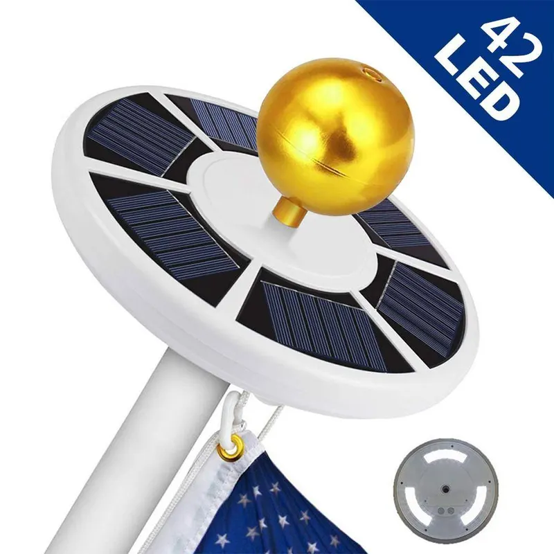 42 LED Solar Flag Pole Light Adjustable Outdoor Camping Tent