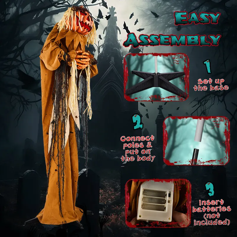 5.5ft Halloween Pumpkin Man Decoration with Red Glowing Head — photo 5