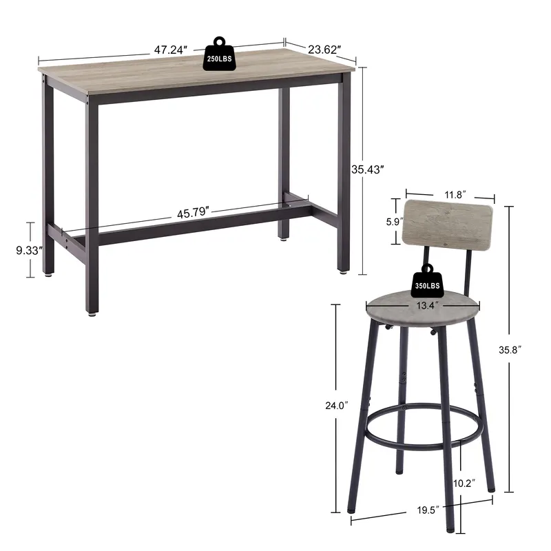 Bar Table Set with 4 Bar Stools PU Soft Seat with Backrest — photo 5