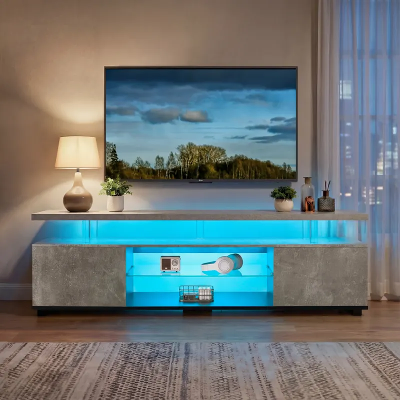 TV Stand for 70 Inch TV LED Gaming Entertainment Center Media