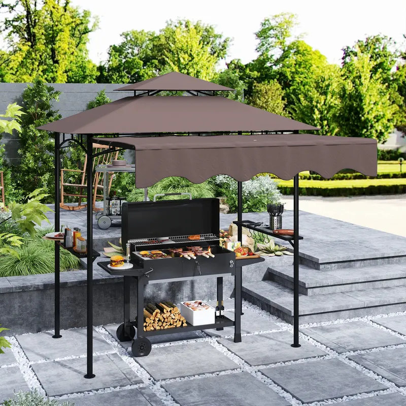 Outdoor Grill Gazebo — Barbecue Gazebo Shelter with Side Awning — photo 2