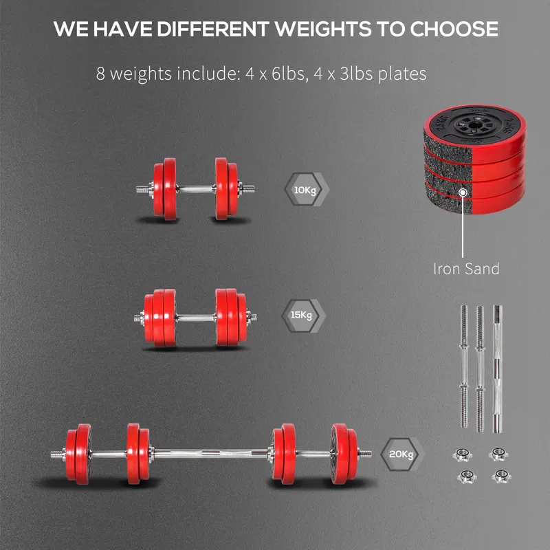 Adjustable Dumbbell Set — 44lbs Convertible to Barbell Weight — photo 4
