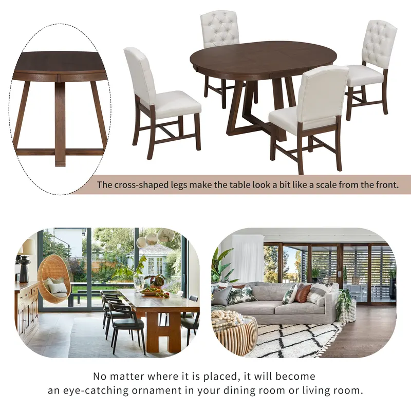 TREXM 5-Piece Retro Functional Dining Set — photo 2