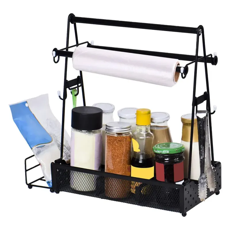 Utensil Caddy Metal Grill Caddy with Paper Towel Holders Utensil