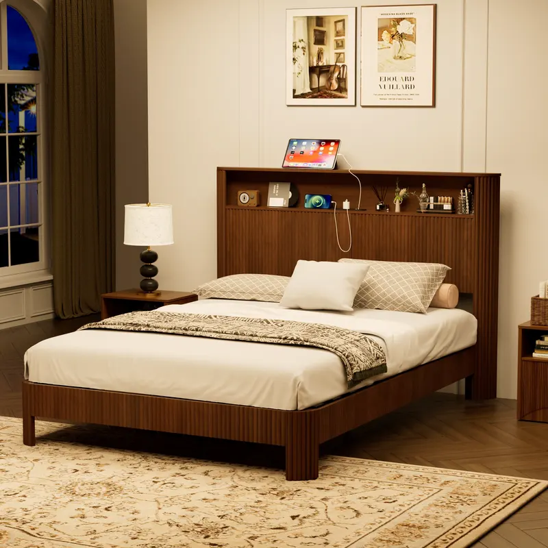 Queen Size Bed Frame with Storage Headboard — photo 5