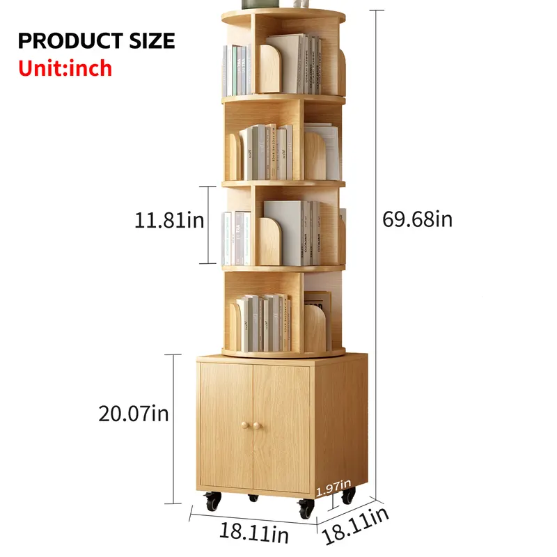 Rotating Bookshelf — 360 Degree Display 5 Tier Corner Bookshelf — photo 5