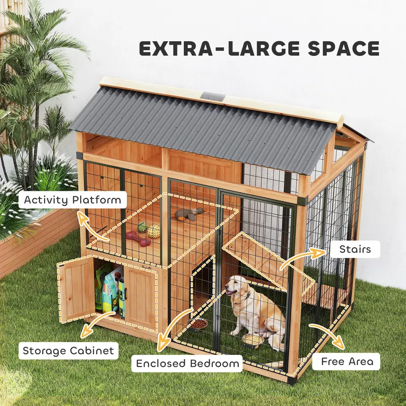 Extra Large Dog House — Wood Outdoor Dog Kennel with Platform — photo 4