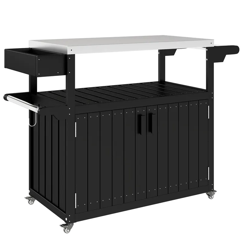 Outdoor Bar Cart with Storage — Stainless Steel Outdoor Bar
