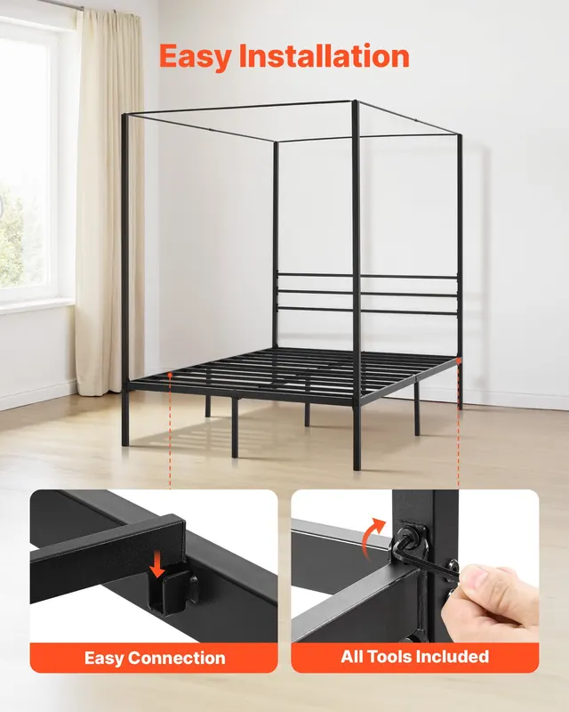 Full Size Canopy Bed Frame — Metal Canopy Bed with Four Posters — photo 2