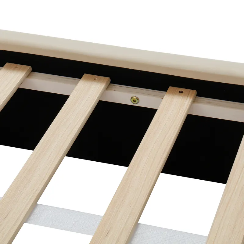 Queen Size Upholstered Platform Bed Frame with Dual Cat Caves — photo 2