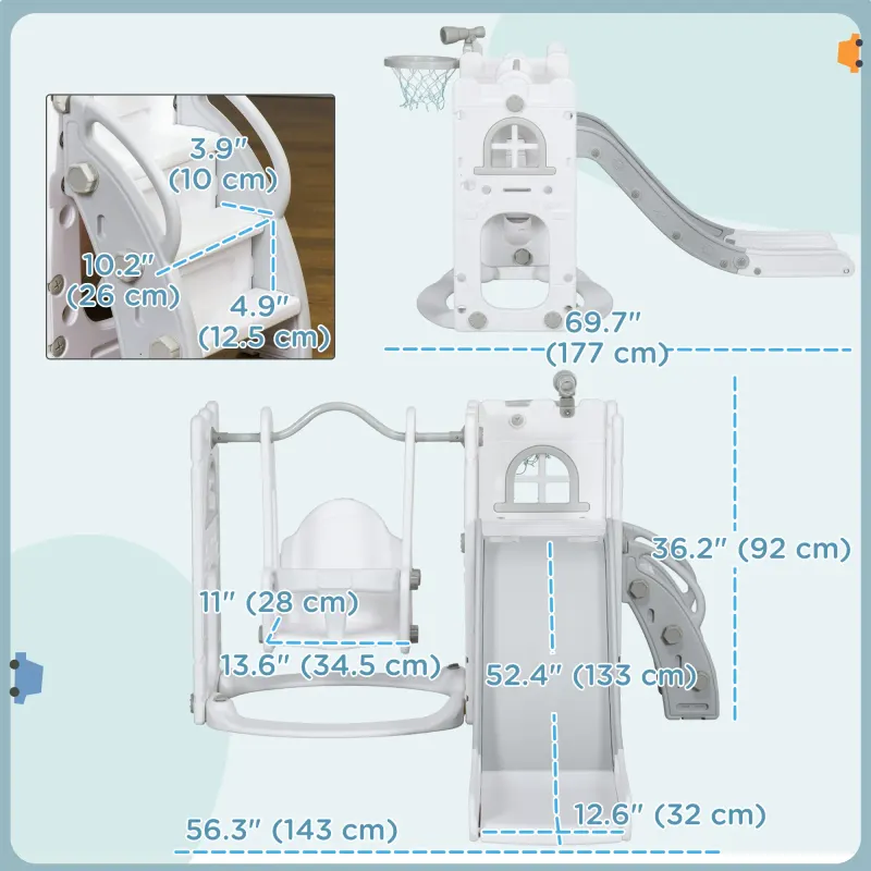 6-in-1 Slide and Swing Set Baby Swing Playset Indoor β photo 7