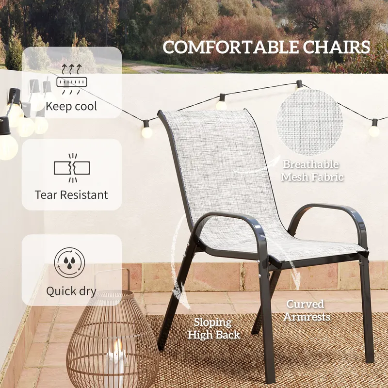 3 Pieces Bistro Set — Small Patio Furniture Set with Stackable — photo 7