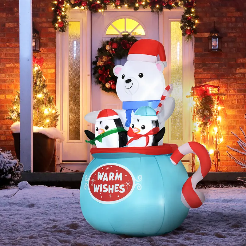 5ft Christmas Inflatables Outdoor Decorations Blessed Polar Bear — photo 2