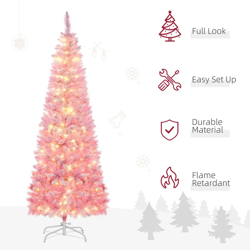 6 Foot Prelit Snow Flocked Artificial Christmas Tree with Pencil — photo 2