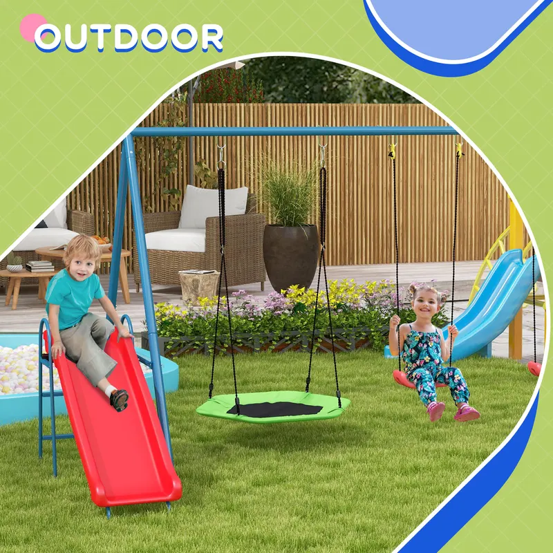 Metal Swing Set for Backyard β 3 in 1 Design with 1 Nest Swing β photo 8