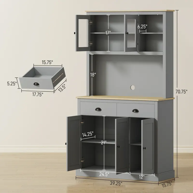 Freestanding Kitchen Cabinet — 71" Tall Pantry Cabinet — photo 6