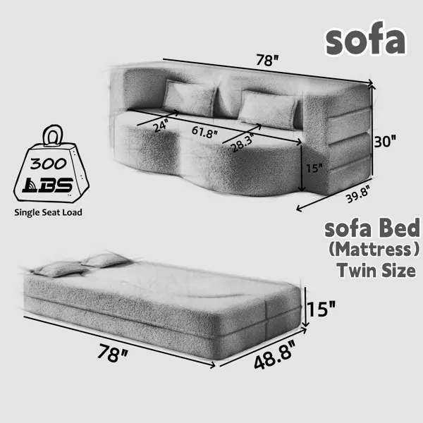 Modern Floor Sofa with 2 Pillows β photo 4