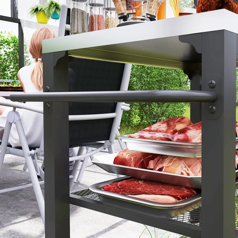 3-Shelf Outdoor Grill Cart with Stainless Steel Tabletop — photo 8