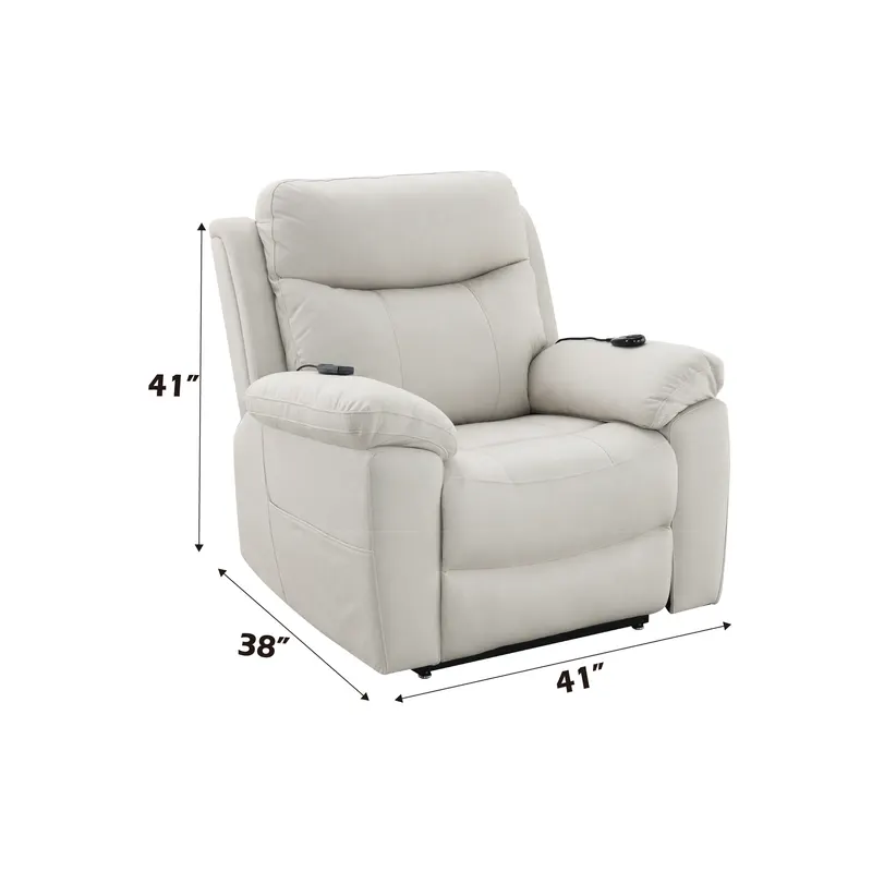Chriki Beige Polished Microfiber Power Motion Recliner with Lift β photo 5