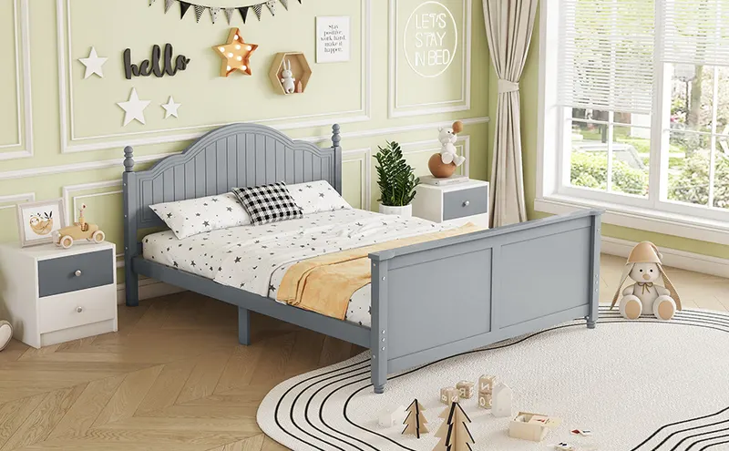 Full Size Bed for Kids — Wood Full Platform Bed with Headboard — photo 3