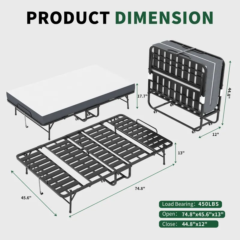 Large 75x46 Wide Folding Bed for Tall People — photo 5