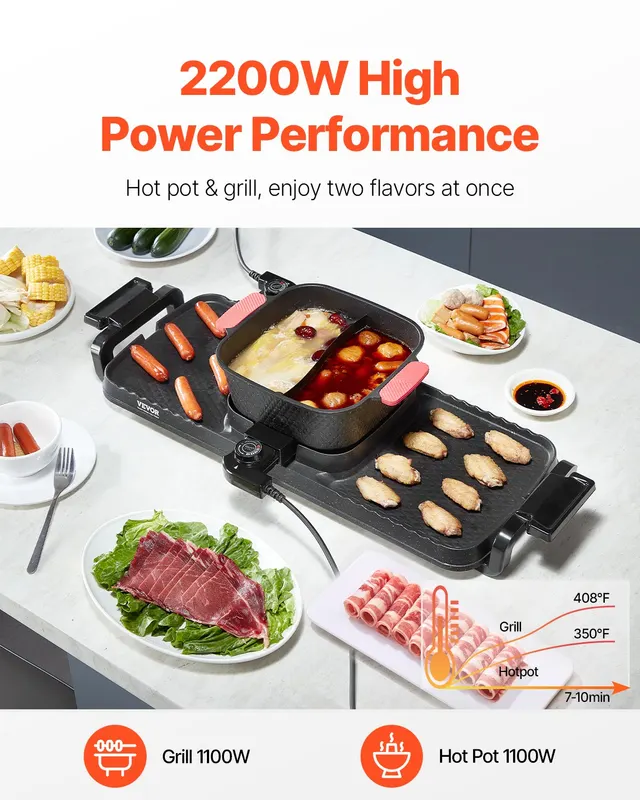 Hot Pot with Grill 2300W 2-in-1 Electric Smokeless BBQ Pan — photo 6
