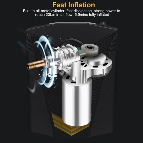 Tire Inflator 12V DC 100W 150PSI Digital Tire Pump W/LCD Display — photo 4