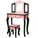 Three-fold Mirror Single Drawer Feet Children Dresser Red — photo 2