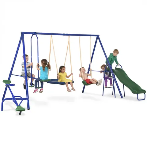 Swing Set for Backyard β 5 in 1 Outdoor Playset for Kids
