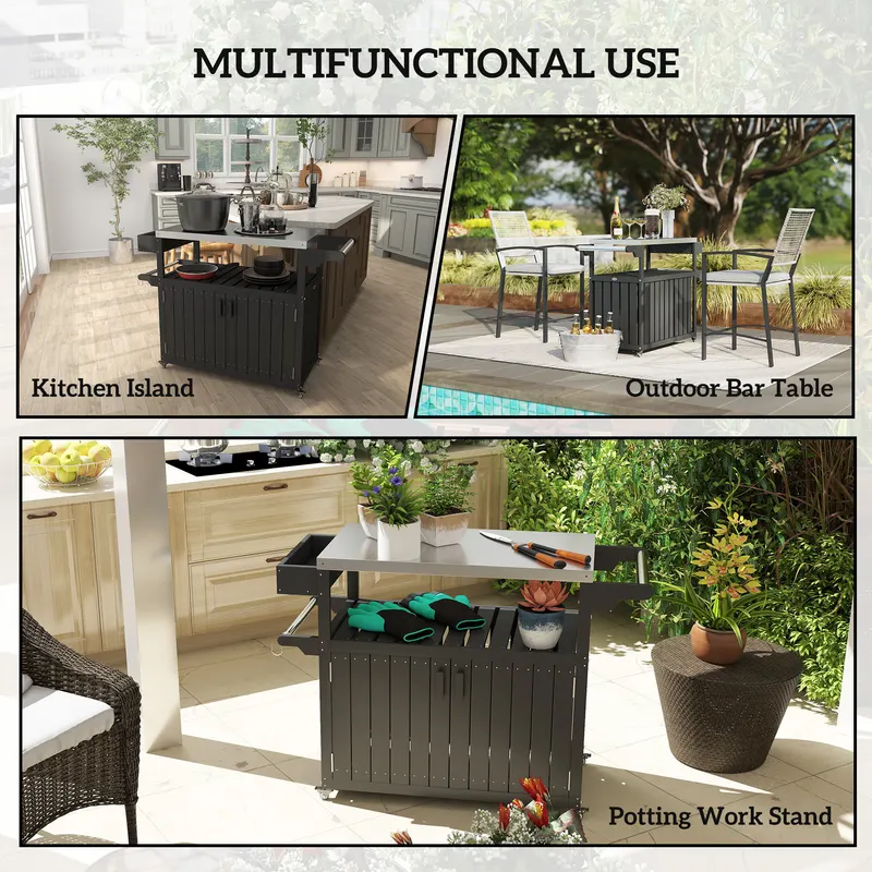 Outdoor Bar Cart with Storage — Stainless Steel Outdoor Bar — photo 5