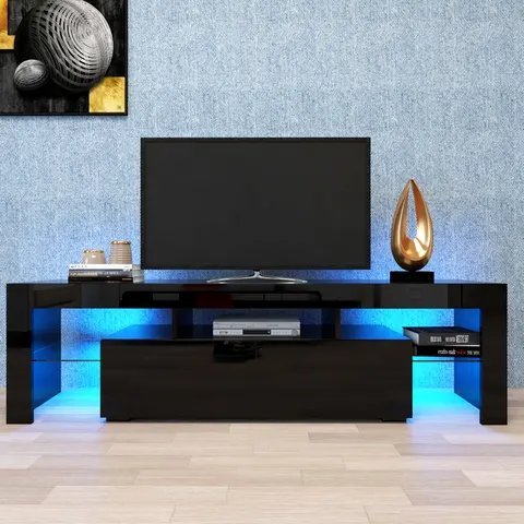 Modern Black TV Stand 20 Colors LED TV Stand W Remote Control
