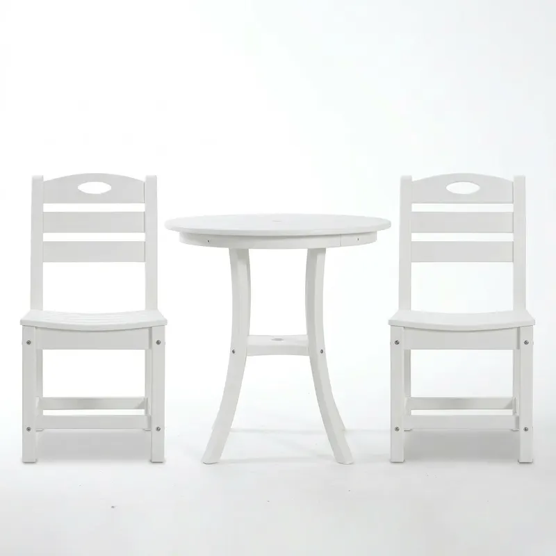 White 3-Piece Outdoor Bistro Set Round Table Set Patio Dining — photo 2