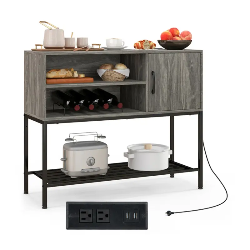Rustic Brown Sideboard with 2 AC Outlets & 2 USB Ports β photo 2