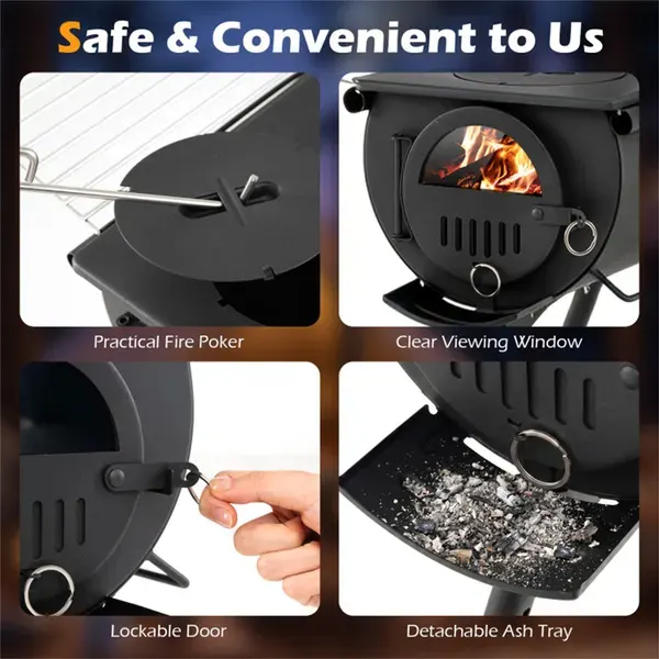 Portable Foldable Wood Burning Tent Stove with 5 Sections — photo 3
