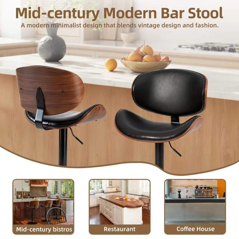 A Set of 2 Rotating Bar Stools with Adjustable Height — photo 4