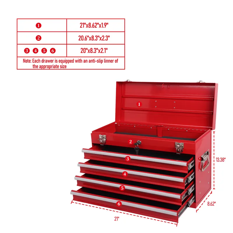 Heavy Duty Metal Tool Box — 21-inch — photo 3