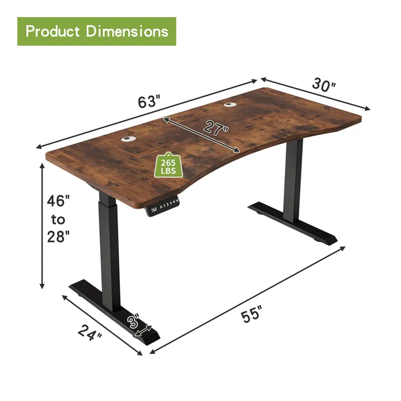 Dual Motor Curve Design Height Adjustable Electric Standing Desk — photo 5