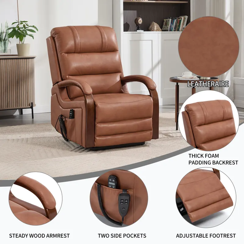 Power Orange Leatheraire Lift Recliner Chair Dual Motor Infinite — photo 5