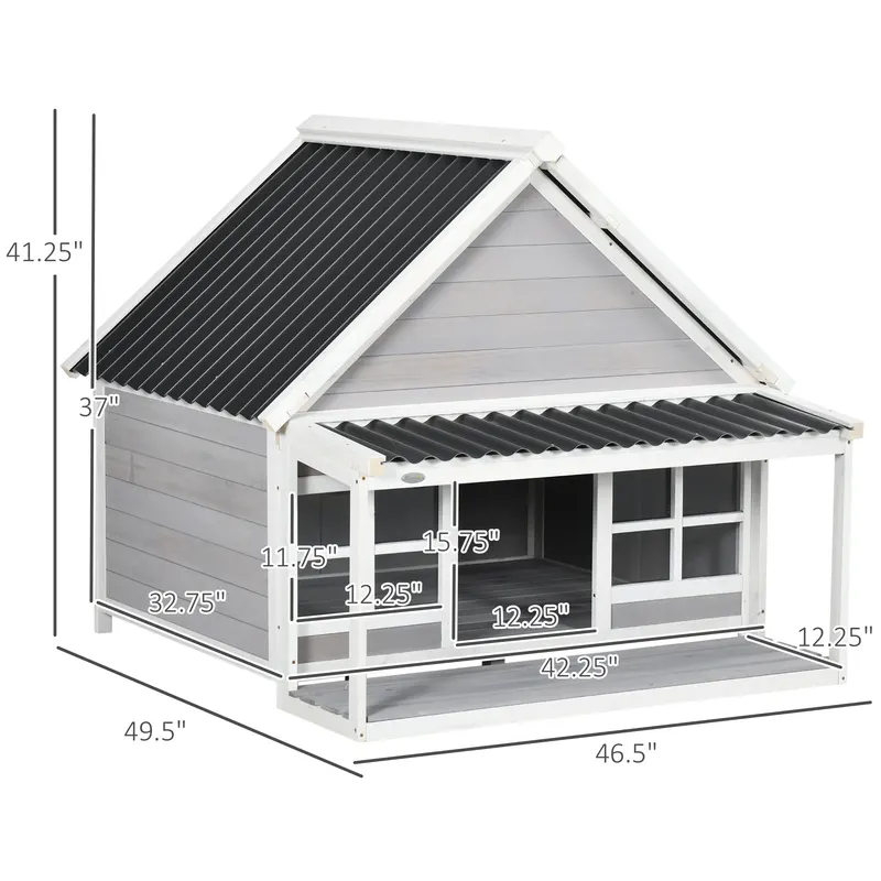 Wooden Dog House with Porch — Dog House Outdoor with Tilt Roof — photo 7