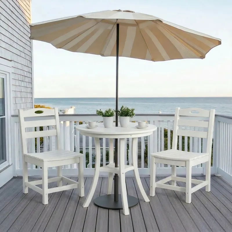 White 3-Piece Outdoor Bistro Set Round Table Set Patio Dining — photo 3
